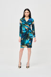 Joseph Ribkoff Women's Silky Knit Abstract Print Wrap Dress