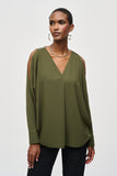 Joseph Ribkoff Women's Woven Boxy Top with Dolman Sleeves