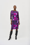 Joseph Ribkoff Women's Silky Knit Plaid Print Sheath Dress