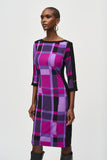 Joseph Ribkoff Women's Silky Knit Plaid Print Sheath Dress