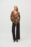 Joseph Ribkoff Women's Satin Animal Print Belted Top