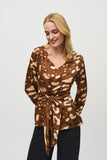 Joseph Ribkoff Women's Satin Animal Print Belted Top