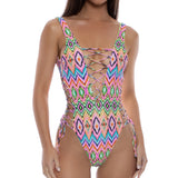 Luli Fama Women's Miami Sorbet - Interlaced Open Side One Piece