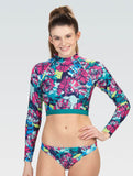 Dolfin Women's Print Mock Neck Cropped Rash Guard