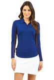 Ibkul Women's Adjustable Long Sleeve Zip Polo