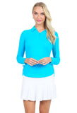 Ibkul Women's Adjustable Long Sleeve Zip Polo