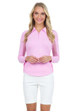 Ibkul Women's Adjustable Long Sleeve Zip Polo