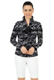 Ibkul Women's Camo Print Long Sleeve Mock Neck Top